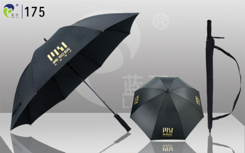 Straight Golf Umbrellas Customized Logos Aluminum Shaft Handle Windproof Fiber Frame Strong