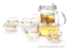 Heat Resistant Hand Blown Blooming Teas Glass Teaware Set