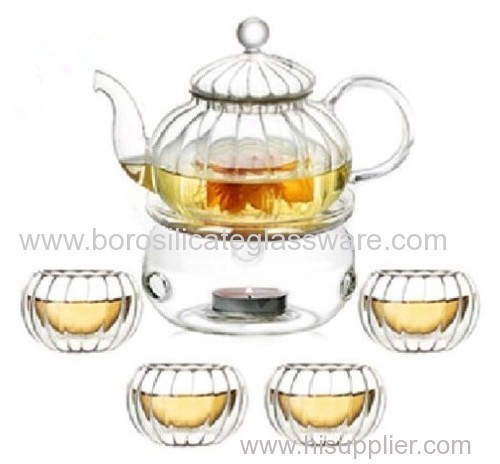 Nice And Useful Hand Blown Borosilicate Glass Green Teas Teaware Sets