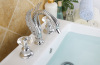chrome finish 3pcs swan sink faucet 8 inch widespread lavtory sink faucet crystal handles swan tap faucet