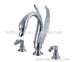 chrome finish 3 PIECE ROMAN TUB (Or sink) SWAN FAUCET BATHROOM lav FAUCET