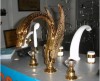 PVD GOLD finish 3 PIECE ROMAN TUB (Or sink) SWAN FAUCET BATHROOM FAUCET CRYSTAL FAUCET