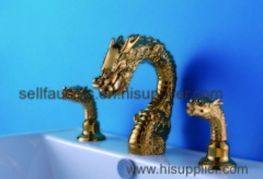 Gold clour widespread lavtory sink faucet dragon mixer faucet tap