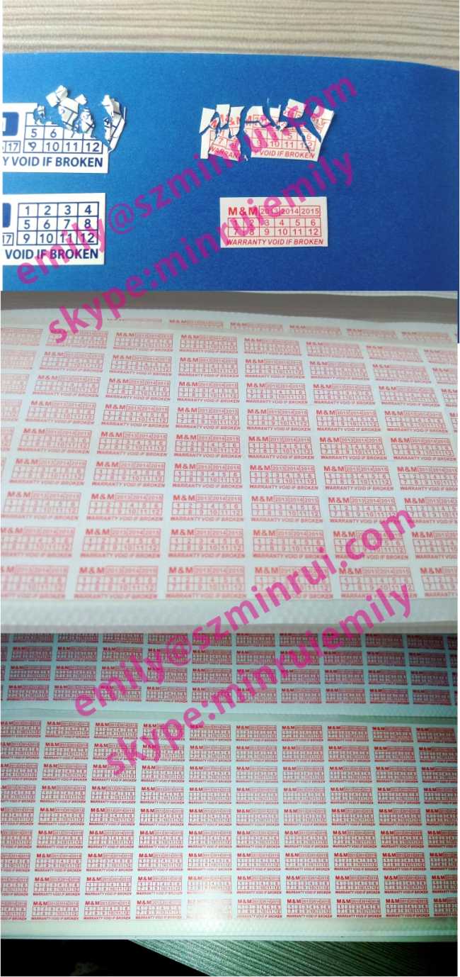 Custom 15x7mm Red Warranty Stickers With Dates,Warranty Void If Removed Stickers,Warranty Sticker Void If Tampered
