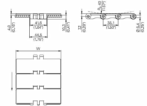 single hinge 820 series Flat top straight running conveyor chain ( 820-K325)