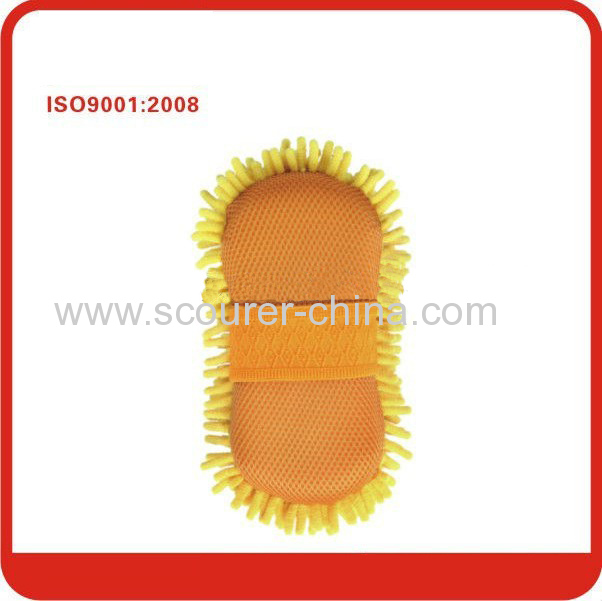 Eco-Friendly waterproof chenille&sponge car and glass cleaning mitt with Color card