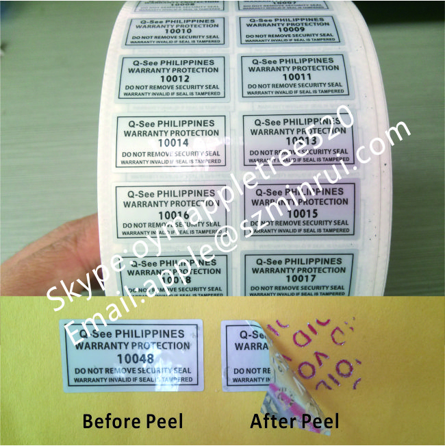 Silver VOID Sticker With Serial Numbers,Glossy Silver Warranty VOID Sticker,Warranty Valid IF Seal Tampered Stickers
