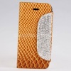 Diamond Button Wallet Crocodile Skin Leather Case For iPhone 4/4S