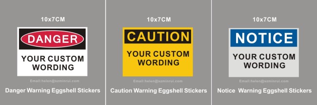 Common Size Of Danger Warning Egg Shell Sticker Custom 