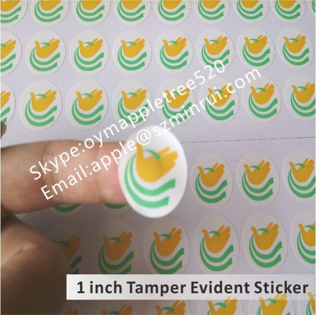 Factory Provide Destructible Vinyl Label Custom,Round Yellow and Green Priting Eggshell Stickers on Sheets