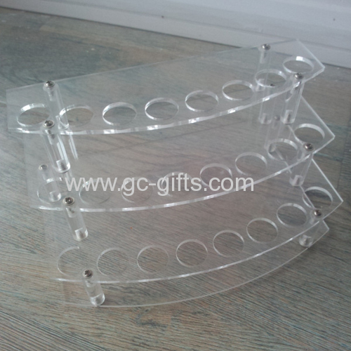 Arc progression of transparent acrylic display rack