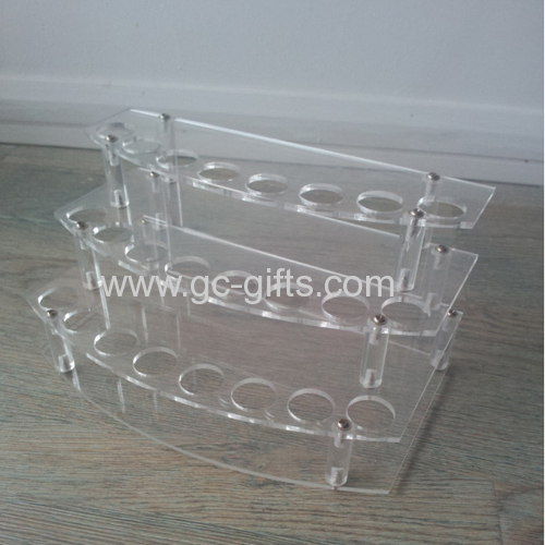 Arc progression of transparent acrylic display rack