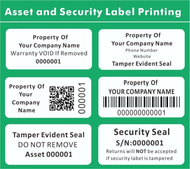 Custom Asset Control Stickers,Property ID Tag Labels,Tamper Evident Security Asset Label Sticker for Tracking
