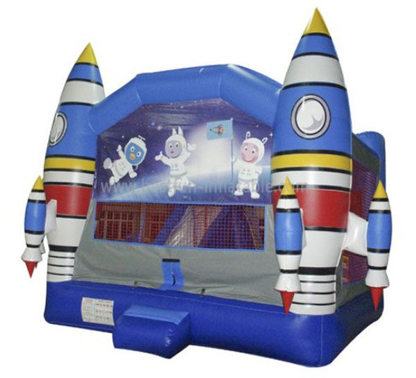  Blue Inflatable Theme Rockets Castle