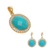 Turquoise Stone Gold Tone CZ Jewelry Set