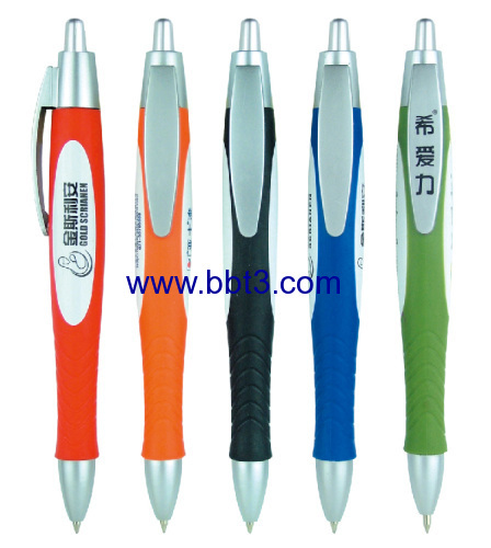 Promotion plastic ballpen with rubber barrel