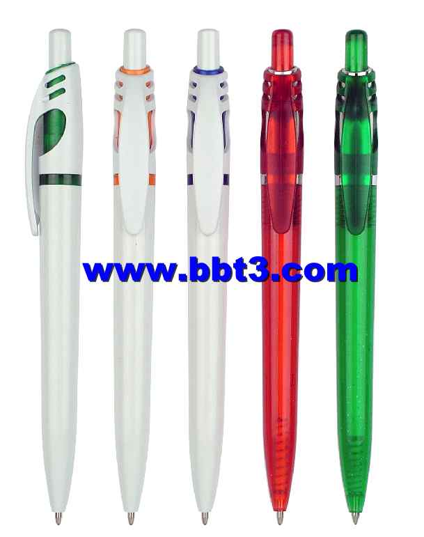 White body promotional ballpoint pen with color trims