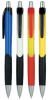 Plastic promotional ballpen with rubber grip and plastic clip