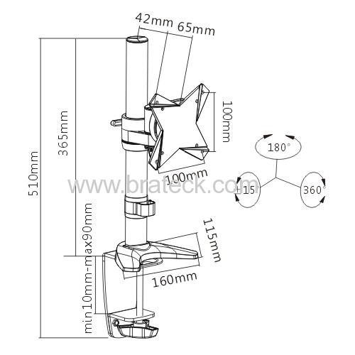 Aluminum and steel LCD arm standard vesa desk mount