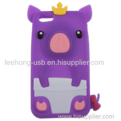 Fashion Crown Pig Silicone Phone Case Cover Skin for iphone