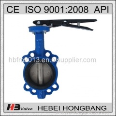 DN80 Handle level Wafer Type Cast Iron Butterfly Valve Without Pin