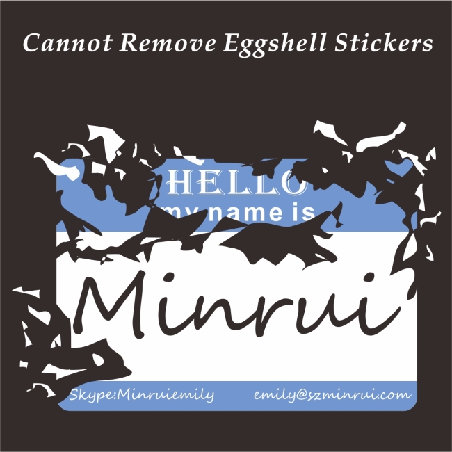 Custom My Name Is Blank Eggshell Sticker,Cannot Remove Fragile Destructive Name Stickers,Pronoun Eggshell Name Sticker