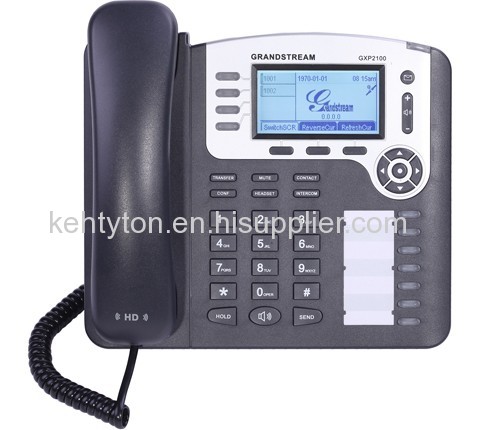 Grandstream GXP2100 Enterprise IP Phone Telefono VoIP SIP multilinea GXP-2100 4 line LCD Spanish multi language 