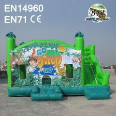 Cartoon Inflatable Jungle Bouncy Slide Combo