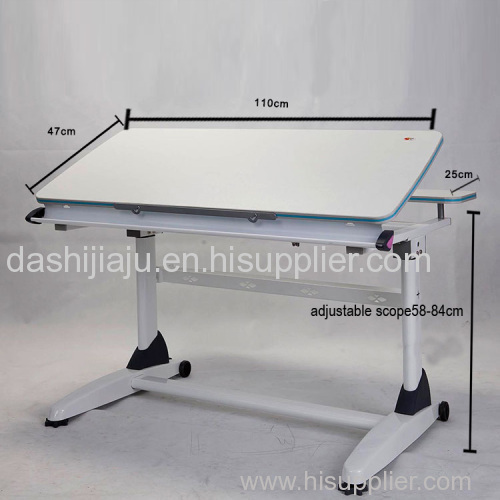 height adjustable hand cranked steel wood study table for children and students