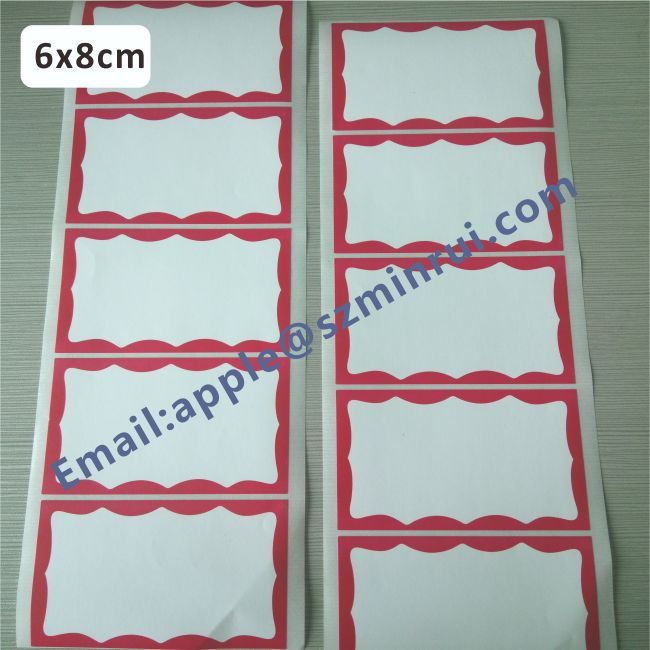 Customized Hot Size 6x8cm RED Border Eggshell Sticker,Handwriting Eggshell Stickers Can