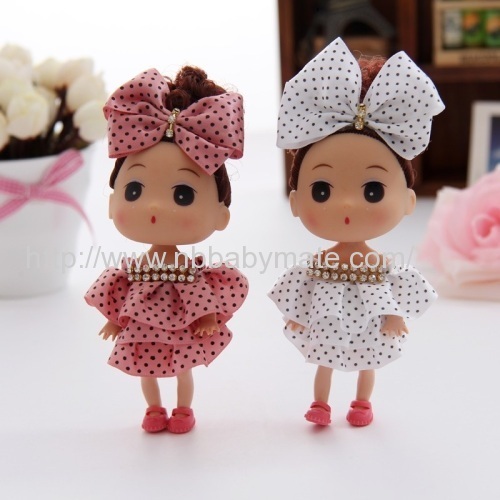 12cm big dot bowknot plastic confused doll