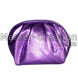 Metallic pu bag Glossy pu bag Glossy leather bag Purple makeup bag Purple cosmetic bag Purple toiletry bag Wrinkle bag