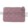 Quilted cosmetic bag Pink pu bag Pink toiletry bag Makeup bag with quilted check Quilted makeup bag