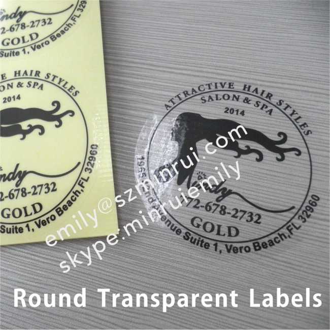 Water proof Round Transparent Labels With Costomized Logo,Clear Stickers with Black Printing,Glossy Circle Clear Labels