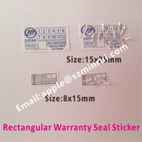 Customized One Color Printing Logo and Warranty Date Sticker,Small Square Destructible Vinyl Warranty Label Stickers