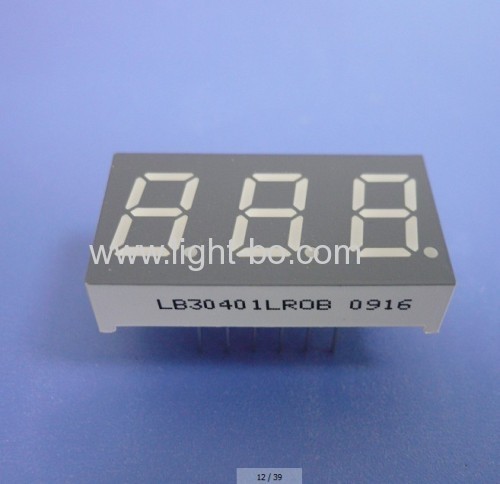 Super bright red common Cathode 0.4" 3-digit 7 segment LED Display