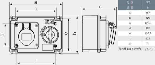 industrial cee switch with interlock socket 3phase 5pole 3p+n+e ip44