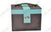 2 Layers Brown Leather Jewelry Boxes , Cosmetic Jewelry Storage Cardboard Boxes