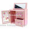 OEM / ODM Wooden Storage Boxes Cases With Mirror Inside For Cosmetics / Perfume , Gold / Silver Hot