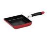 Red 22cm Nonstick Square Frying Pan With Black Ceramic Coating