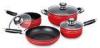 7pcs Red Nonstick Cookware Set , Multifunction Pot And Pan Sets