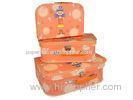 Silk Orange Cardboard Suitcase Gift Box With Metal Closure And Handle Foil Stamping / UV Varnishing