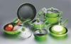 Custom Aluminum 13pcs Nonstick Cookware Set With Green Painting