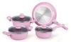 Pink Aluminum Nonstick Pan Cooking Set With Teflon Coating