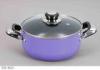 Purple Non Stick Sauce Pot , Aluminum Nonstick Stamped Casserole