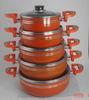 Orange 5 Pcs Non Stick Sauce Pot Set , Ceramic Coating Steam Pot