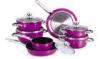 Purple Forged Nonstick Pan Set , 10pcs Induction Cookware Set