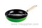 Green 32cm Non Stick Stamped Induction Wok Pan With Wooden Handle