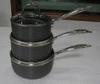 20cm Stamped Hard Anodized Non Stick Milk Pan With Glass Lid