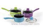 Colorful 14 CM Stamped Aluminum Milk Pan With Nonstick Coating